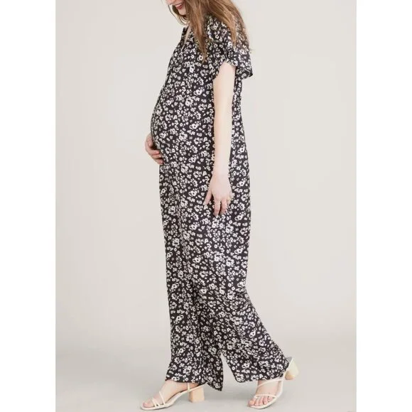 NWT HATCH The Regina Jumpsuit black white floral SZ0 bust42